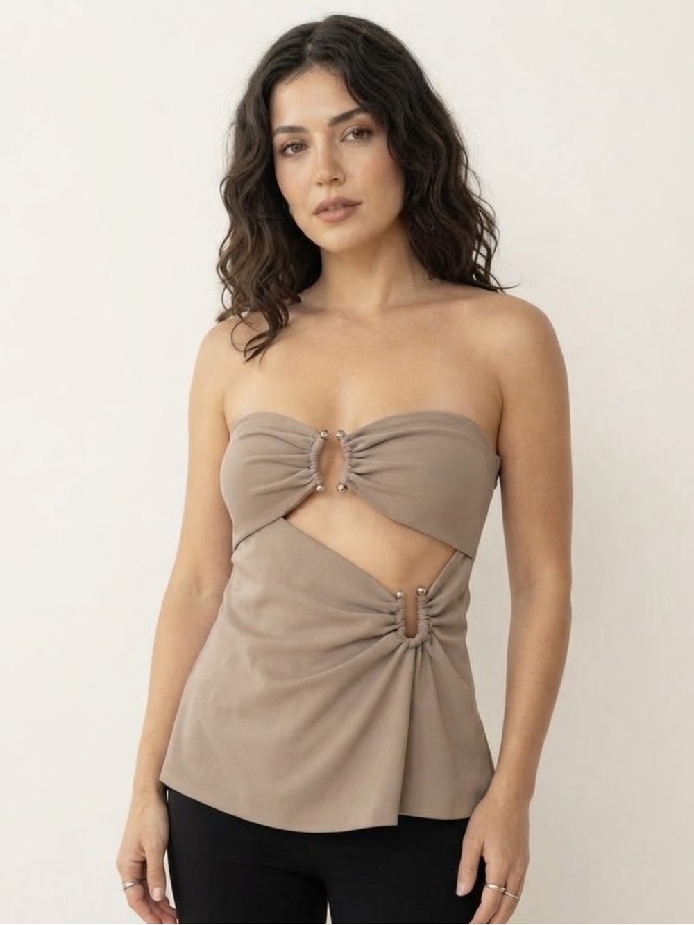 Zara Sz S Strapless Sage Green Cut Out Top